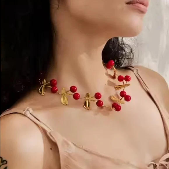 Anthropologie New adjustable Cherry Gold Women's Necklace - Picture 4 of 13